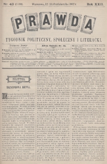 Prawda : tygodnik polityczny, społeczny i literacki. 1902, nr 43