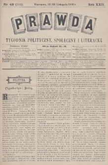 Prawda : tygodnik polityczny, społeczny i literacki. 1902, nr 48