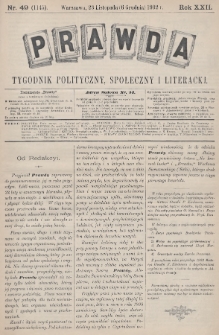 Prawda : tygodnik polityczny, społeczny i literacki. 1902, nr 49