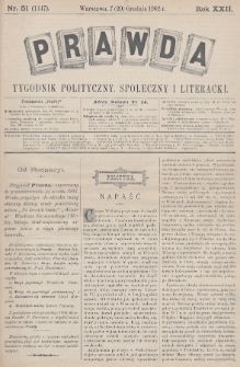 Prawda : tygodnik polityczny, społeczny i literacki. 1902, nr 51