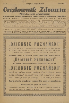Orędownik Zdrowia : miesięcznik popularny poświęcony walce z chorobami społecznemi a zwłaszcza z gruźlicą. R. 1, 1926, nr 1