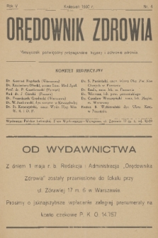 Orędownik Zdrowia : miesięcznik poświęcony propagandzie higjeny i ochronie zdrowia. R. 5, 1930, nr 4