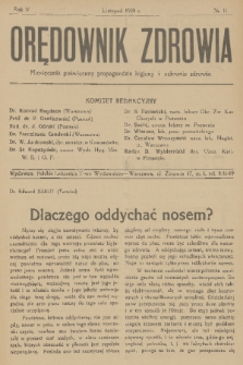 Orędownik Zdrowia : miesięcznik poświęcony propagandzie higjeny i ochronie zdrowia. R. 5, 1930, nr 11