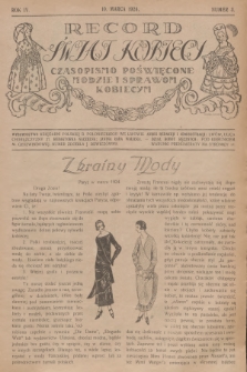 Rekord Świat Kobiecy : czasopismo poświęcone modzie i sprawom kobiecym. R.4, 1924, nr 3 + wkładka