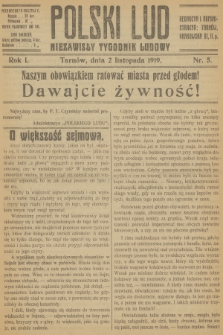 Polski Lud : niezawisły tygodnik ludowy. R.1, 1919, nr 5