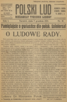 Polski Lud : niezawisły tygodnik ludowy. R.1, 1919, nr 10