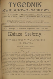 Tygodnik Powieściowo-Naukowy. R.12, 1898, No. 28