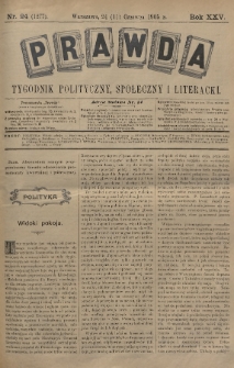 Prawda : tygodnik polityczny, społeczny i literacki. 1905, nr 24