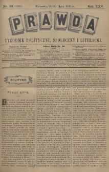 Prawda : tygodnik polityczny, społeczny i literacki. 1905, nr 28