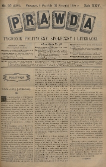 Prawda : tygodnik polityczny, społeczny i literacki. 1905, nr 35