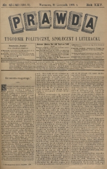 Prawda : tygodnik polityczny, społeczny i literacki. 1905, nr 45-46