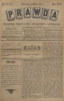 Prawda : tygodnik polityczny, społeczny i literacki. 1905, nr 51