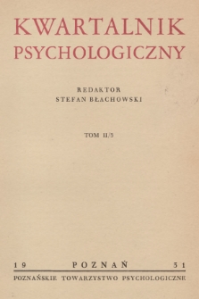 Kwartalnik Psychologiczny. T.2, 1931, [Zeszyt] 3