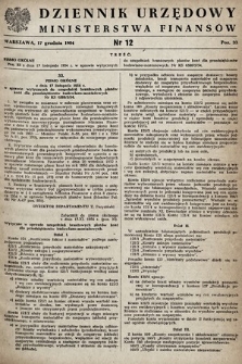 Dziennik Urzędowy Ministerstwa Finansów. 1954, nr 12