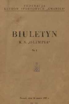 Biuletyn K. S. „Olimpia”. 1957, nr 1