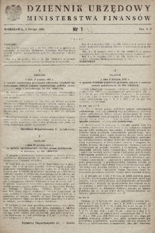 Dziennik Urzędowy Ministerstwa Finansów. 1952, nr 1
