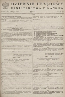 Dziennik Urzędowy Ministerstwa Finansów. 1952, nr 11