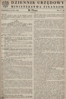 Dziennik Urzędowy Ministerstwa Finansów. 1952, nr 12