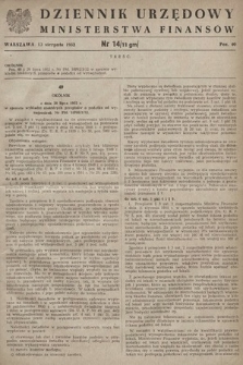 Dziennik Urzędowy Ministerstwa Finansów. 1952, nr 14