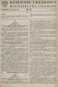 Dziennik Urzędowy Ministerstwa Finansów. 1952, nr 16