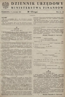 Dziennik Urzędowy Ministerstwa Finansów. 1952, nr 17