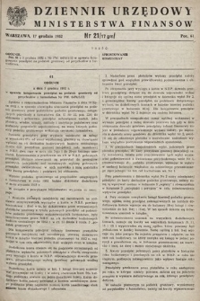 Dziennik Urzędowy Ministerstwa Finansów. 1952, nr 21
