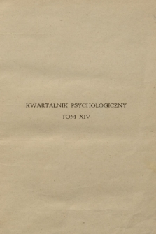 Kwartalnik Psychologiczny. T.14, 1948, Spis rzeczy