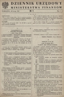 Dziennik Urzędowy Ministerstwa Finansów. 1961, nr 1