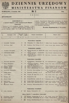 Dziennik Urzędowy Ministerstwa Finansów. 1961, nr 2