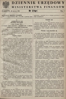 Dziennik Urzędowy Ministerstwa Finansów. 1961, nr 3