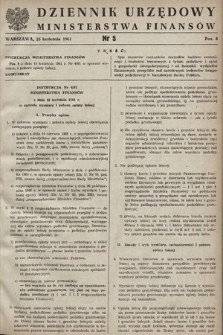 Dziennik Urzędowy Ministerstwa Finansów. 1961, nr 5
