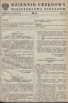 Dziennik Urzędowy Ministerstwa Finansów. 1961, nr 6