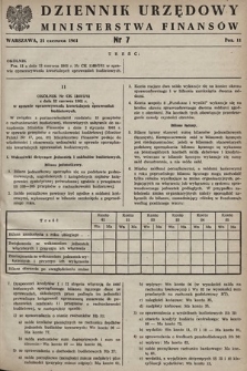 Dziennik Urzędowy Ministerstwa Finansów. 1961, nr 7