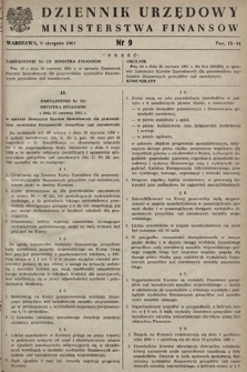 Dziennik Urzędowy Ministerstwa Finansów. 1961, nr 9