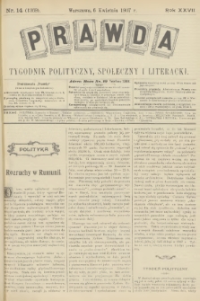 Prawda : tygodnik polityczny, społeczny i literacki. R.27, 1907, nr 14
