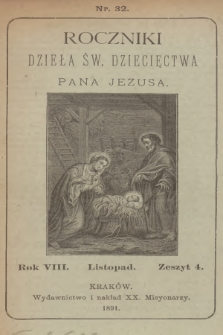 Roczniki Dzieła Św. Dziecięctwa Pana Jezusa. R.8, nr 4 (1891)