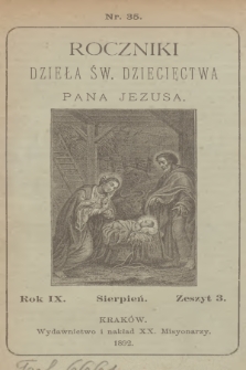 Roczniki Dzieła Św. Dziecięctwa Pana Jezusa. R.9, nr 3 (1892)