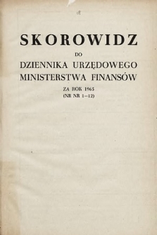 Dziennik Urzędowy Ministerstwa Finansów. 1965, skorowidz