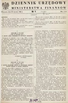 Dziennik Urzędowy Ministerstwa Finansów. 1965, nr 1