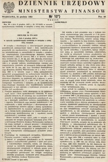 Dziennik Urzędowy Ministerstwa Finansów. 1963, nr 12