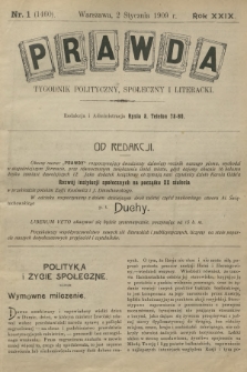 Prawda : tygodnik polityczny, społeczny i literacki. R.29, 1909, nr 1