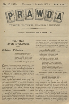 Prawda : tygodnik polityczny, społeczny i literacki. R.29, 1909, nr 15