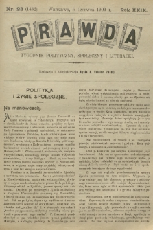 Prawda : tygodnik polityczny, społeczny i literacki. R.29, 1909, nr 23