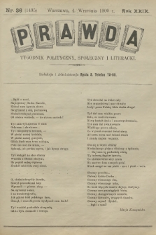 Prawda : tygodnik polityczny, społeczny i literacki. R.29, 1909, nr 36