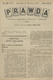 Prawda : tygodnik polityczny, społeczny i literacki. R.29, 1909, nr 38