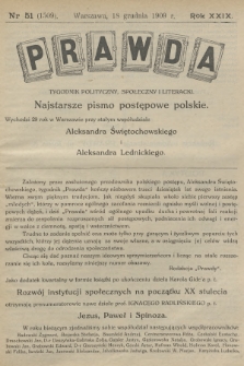 Prawda : tygodnik polityczny, społeczny i literacki. R.29, 1909, nr 51