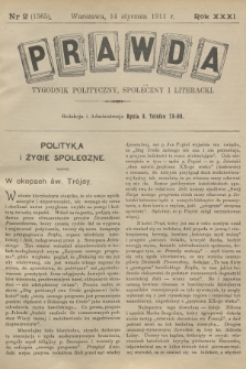 Prawda : tygodnik polityczny, społeczny i literacki. R.31, 1911, nr 2