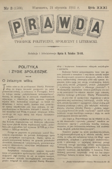 Prawda : tygodnik polityczny, społeczny i literacki. R.31, 1911, nr 3