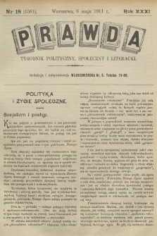 Prawda : tygodnik polityczny, społeczny i literacki. R.31, 1911, nr 18