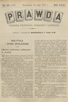 Prawda : tygodnik polityczny, społeczny i literacki. R.31, 1911, nr 19